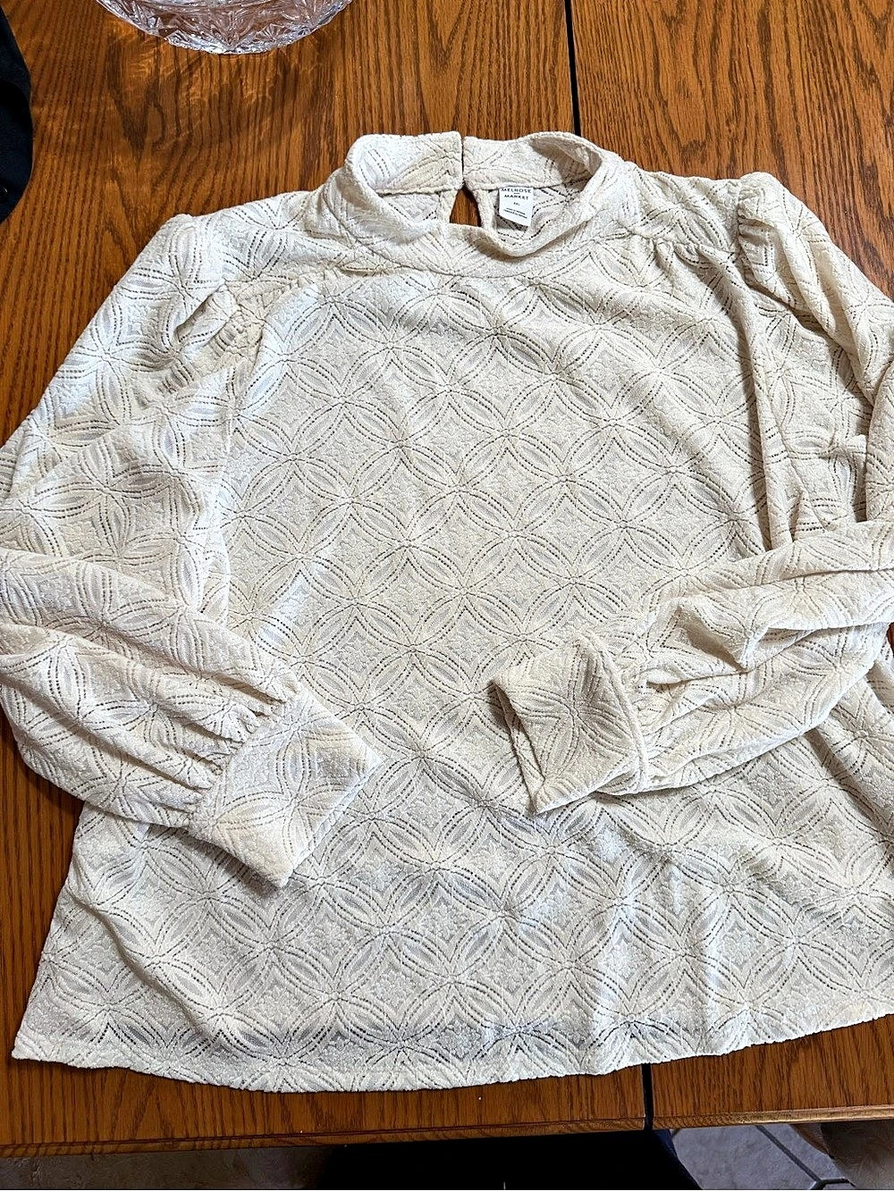 Melrose Market Geometric Long Sleeve Top in Cream XL Like New